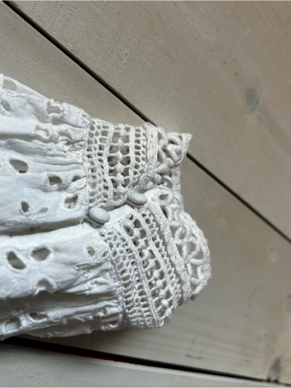 Anthropologie White Eyelet Lace Peasant Blouse - Picture 4 of 7